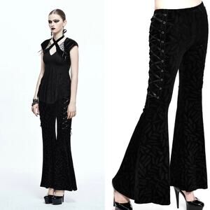 Devil Fashion I Had Wings Once Velvet Bell Bottoms Women's Medium